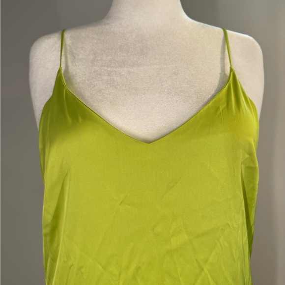 NWOT The Drop Women's Ana Silky V-neck Midi Slip Dress Lime Green - Picture 3 of 12